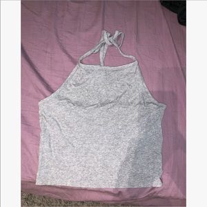 Grey high neck crop top